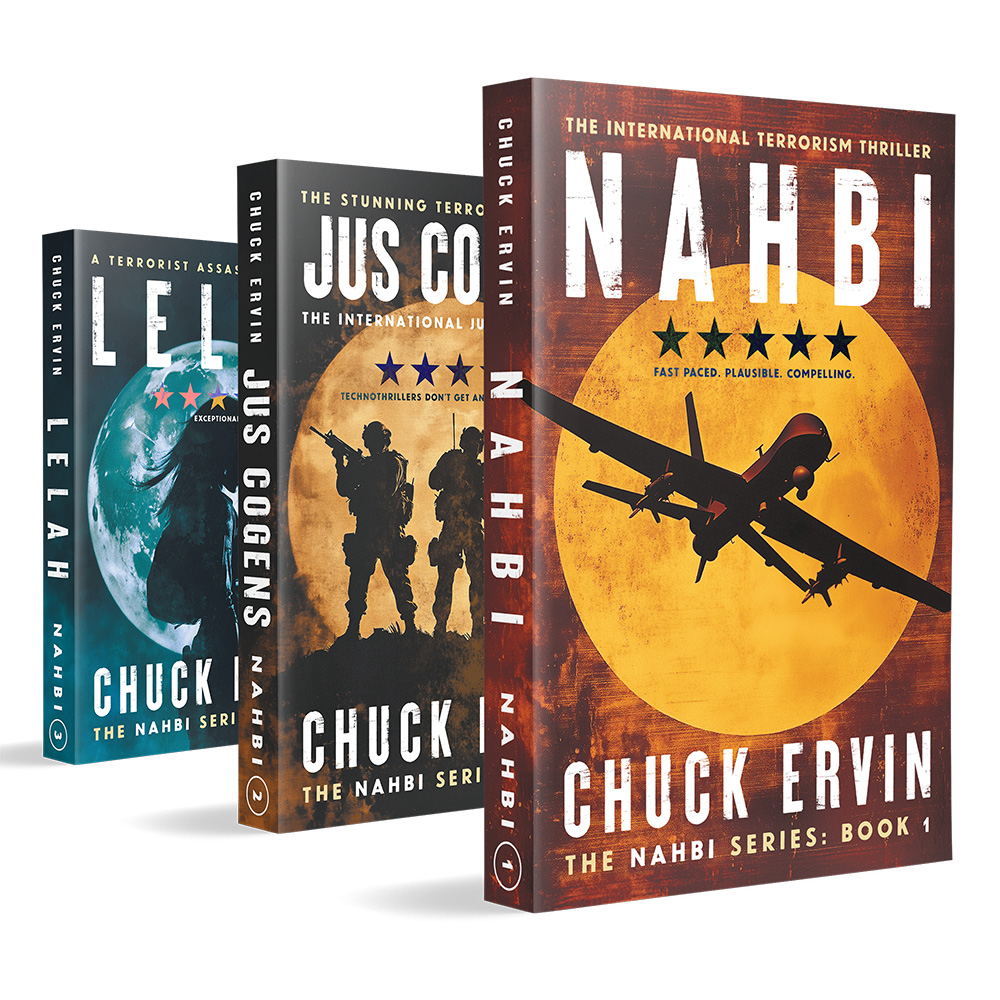 'NAHBI' is a cross-genre military thriller series. The author is Chuck Ervin. All the books are available in paperback, for Kindle® and as Audible audiobooks. Discover more at chuckervin.com